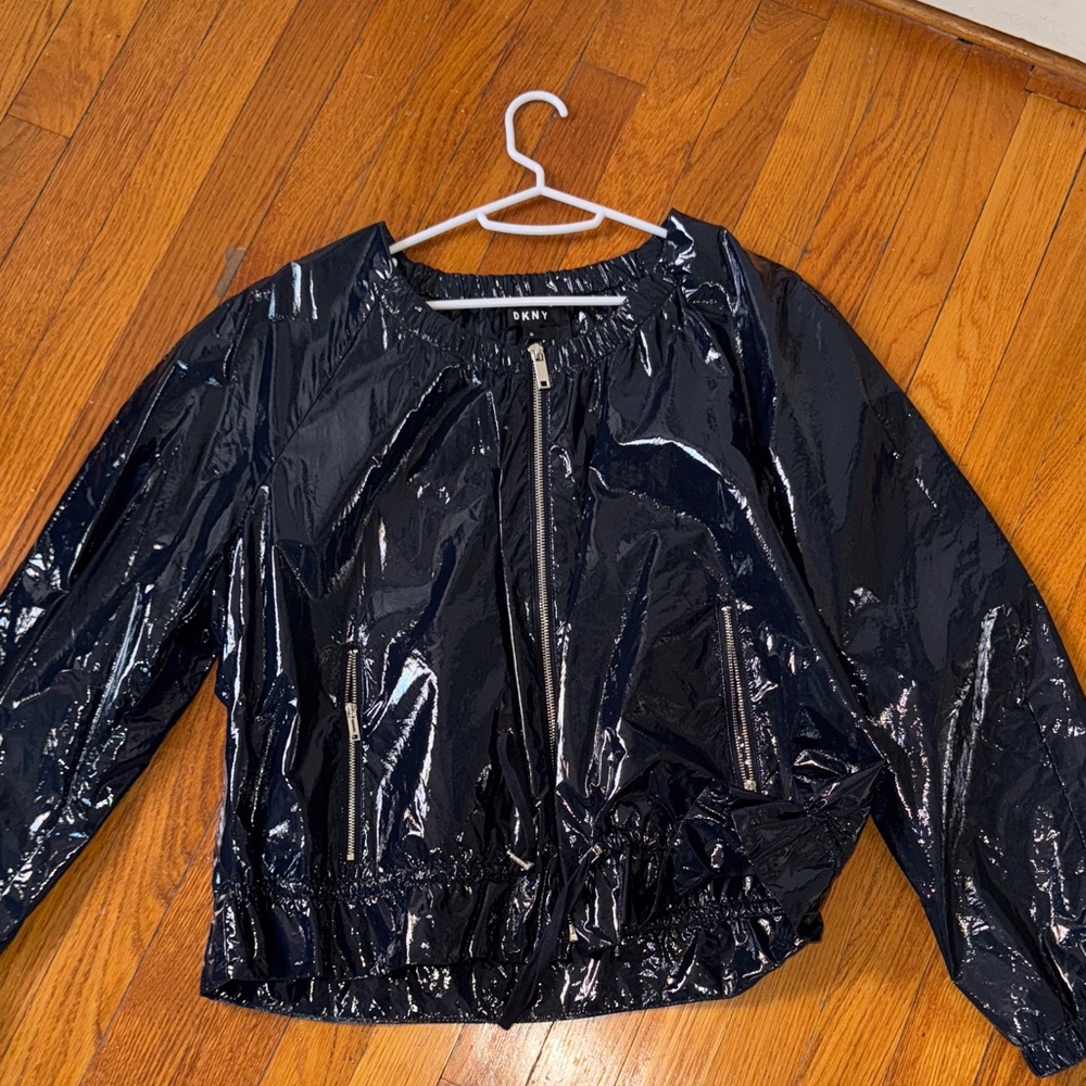 DKNY Glossy Navy Bomber Jacket
